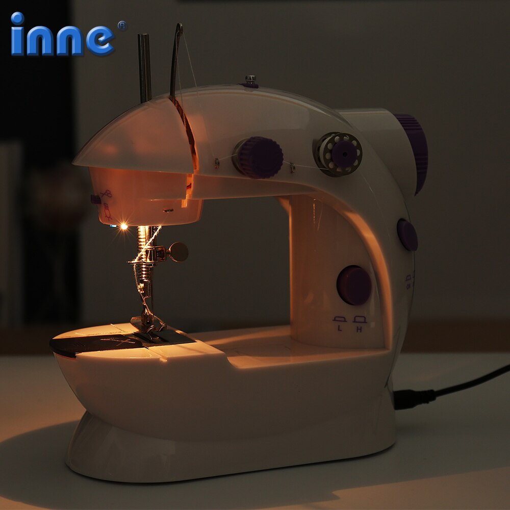 Mini pedal para máquina de costura, portátil, com luz noturna, cortador de linha reta e enrolamento automático