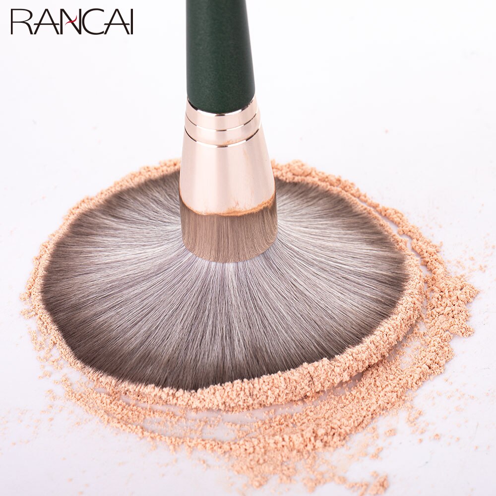 Rancai 14 stuks make-up kwastenset crochas maquillaje green large losse poeder hoogglans oogschaduw foundation contour synthetihair