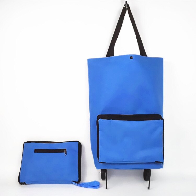 Sac de courses pliable, achat de cuisine, sac de rangement pour aliments, chariot à roulettes, sac de rangement pour légumes, sac Portable: Big Blue