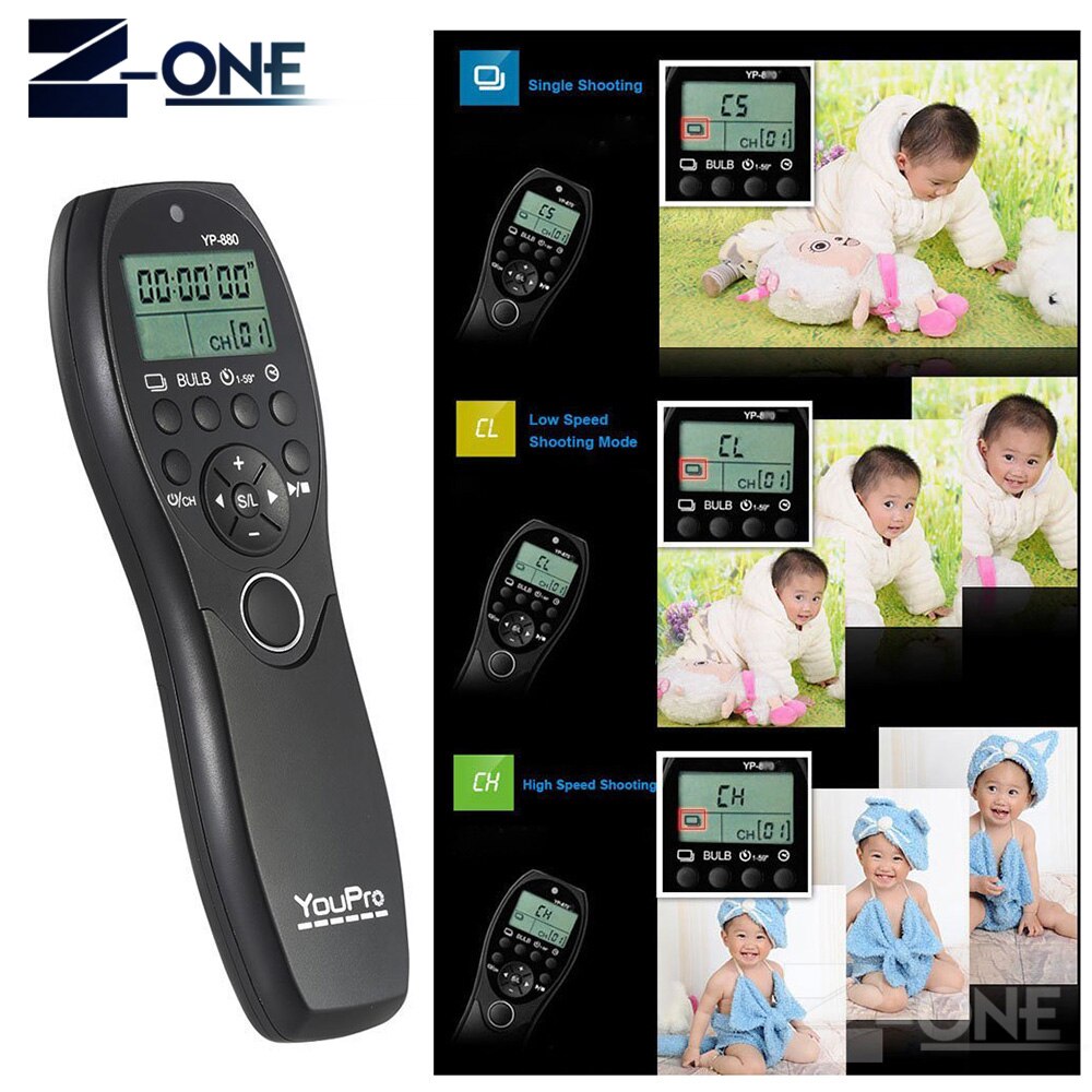 YouPro YP-880II/S2 Câmera Wired Obturador Controle Remoto Temporizador Display LCD para A58 Sony NEX-3NL A7 A7R A3000 A5000 A6000