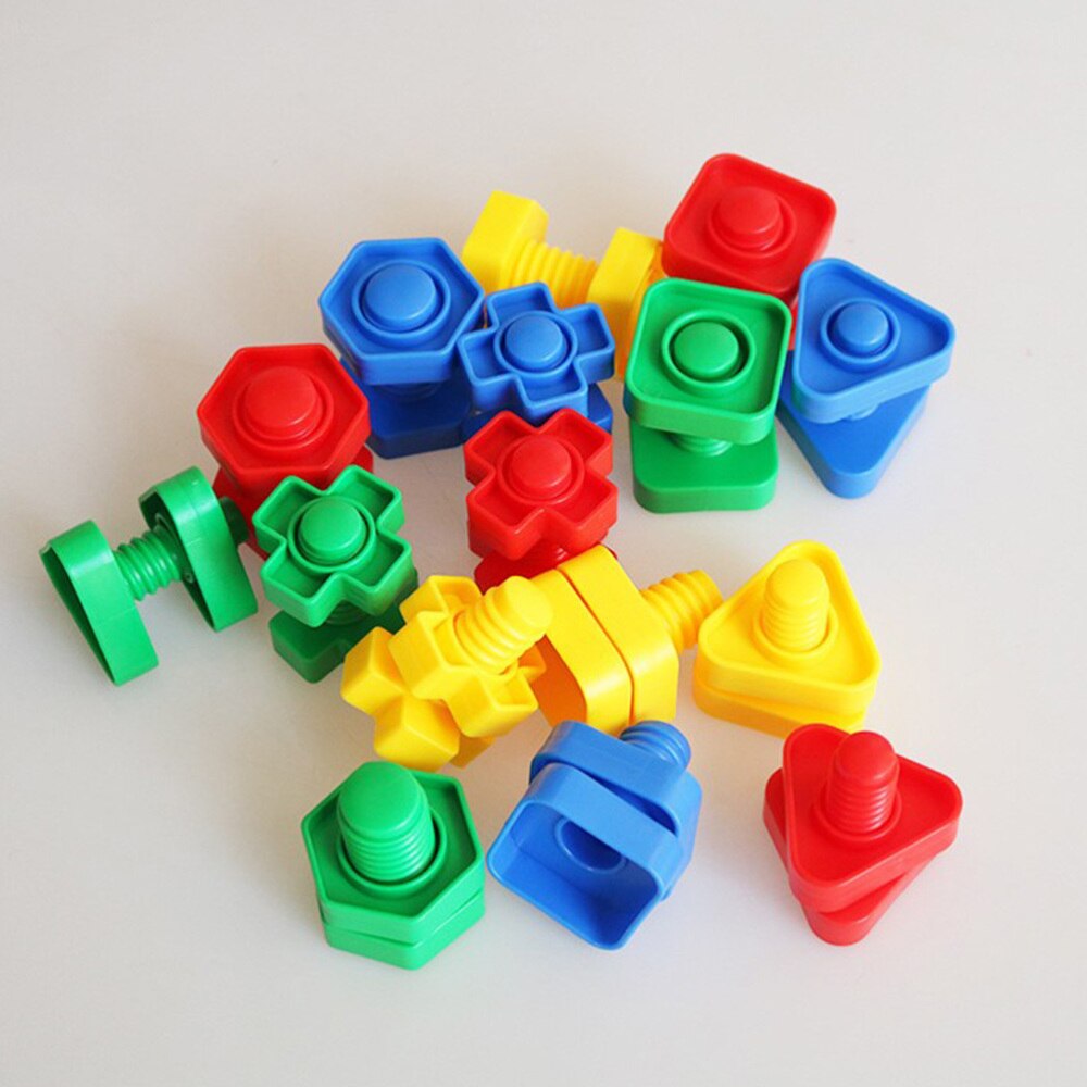 16 Pairs Plastic Colorful Screw Educational Toy Colorful Sturdy Tightening Screw Toy Screw Nut Toy Screw Plaything