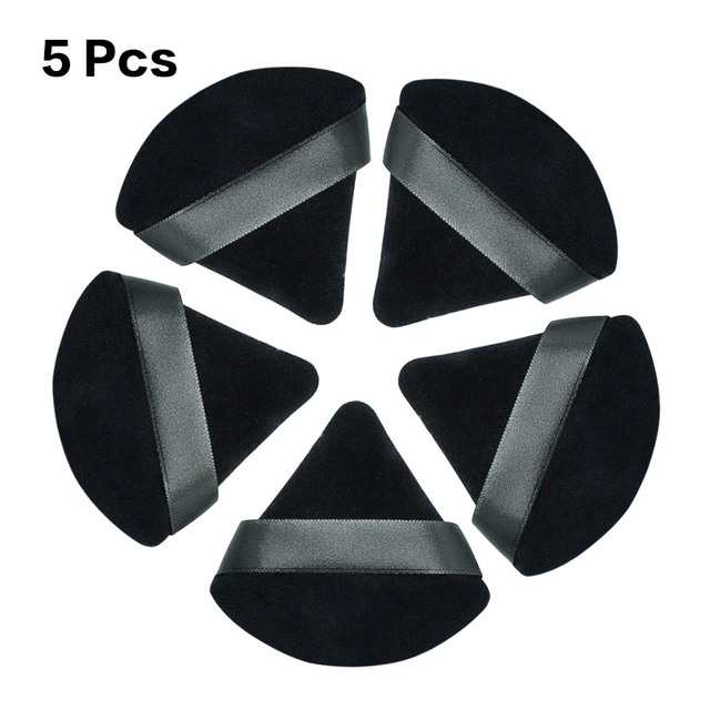 Mini esponja triangular para maquillaje facial, 5/10 Uds., cosméticos, esponja para polvos faciales de algodón suave, herramientas para maquillaje de terciopelo lavables: Blanco