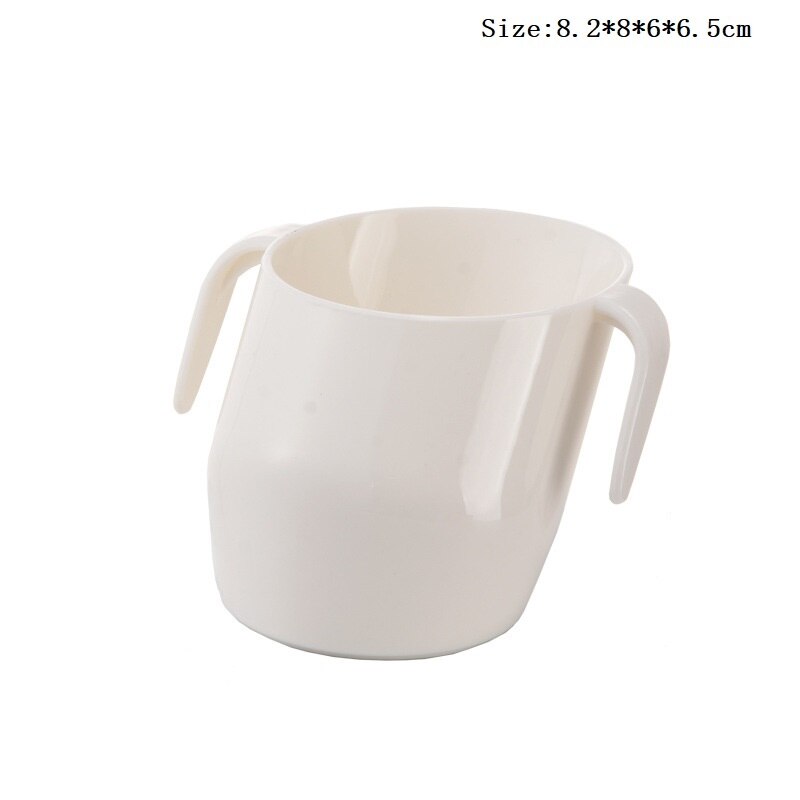 Bevel Baby Cup Training Feeding Cups with Handle Kids Leakproof Mug Water Bottle Plastic Children Drinking Tumblers Drinkware: White