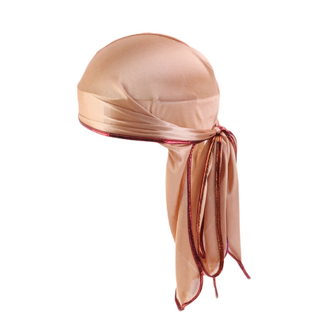 Usa unisex mænd kvinder bandana durag hovedbeklædning blød silke pirat cap wrap: Guld