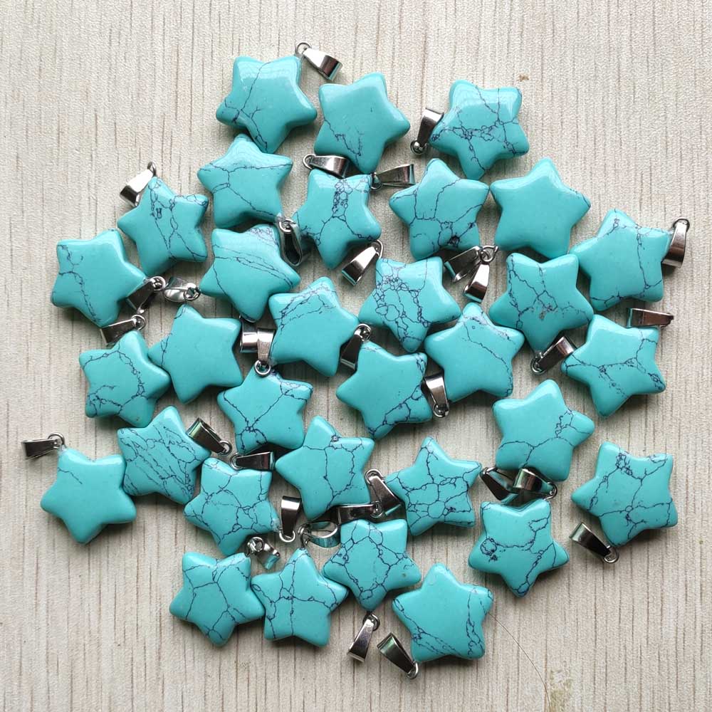 Goede Diverse Natuursteen Star Bedels Hangers Voor Diy Sieraden Accessoires Maken 50 Stks/partij: blue turquoise