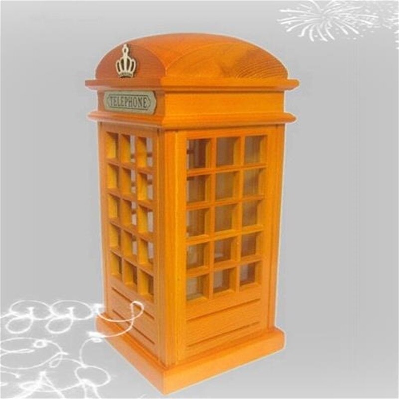 Reine handgemachte retro eisen telefonzelle mit uhren und antike telefon kreative Studio kleidung Einkaufen dekoration: Orange