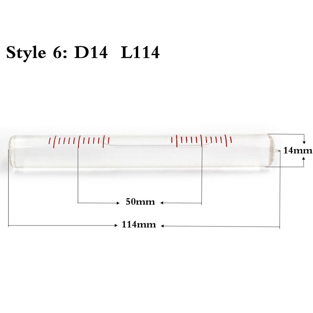 Høj nøjagtighed 4 " /2 mm0.02mm/ m niveau hætteglas boble glasrør vaterpas måleinstrumentdiameter 12mm 14 mm 1 stk: Dia 14mm længde 114mm