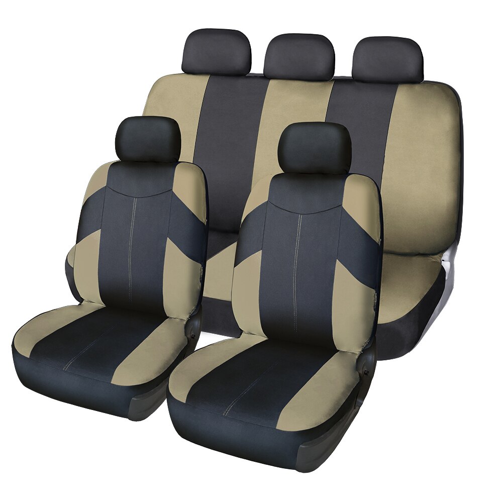 Universal Auto Sitzbezüge Vollen Satz Vorne Mesh Tuch für Lkw Limousine Innen 9 stücke Dekoration Zubehör Automobil Protektoren: Beige 5 seats