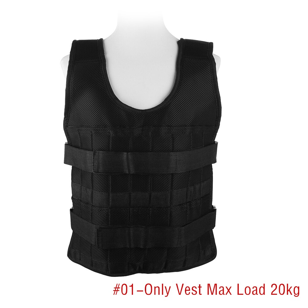 Chaleco con peso de carga de 20/40KG, chaqueta, ropa de arena para boxeo, entrenamiento con pesas, equipo de gimnasio ajustable: Max Load 20kg