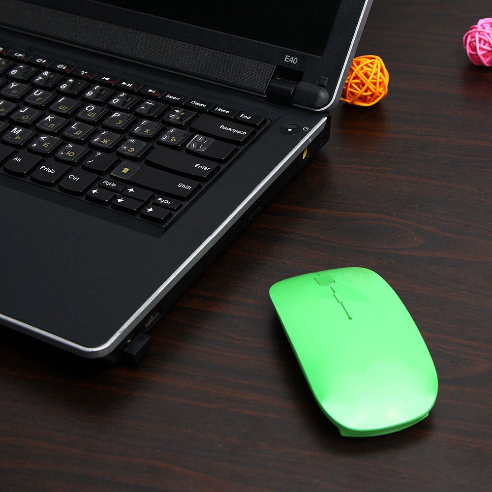 Souris d'ordinateur 1600 DPI USB optique sans fil souris d'ordinateur 2.4G récepteur Super mince souris pour ordinateur portable: green