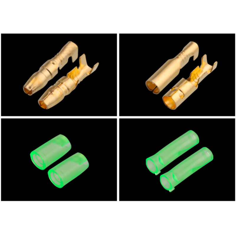 25/50/100sets 4.0 bullet terminal car electrical wire connector diameter 4mm Female + Male + Case Cold press terminal Green