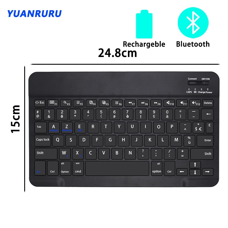 10 Inch Wireless Keyboard Bluetooth Keyboard Mouse Combos French Bluetooth Keyboard Rechargeable For ipad Phone Tablet Laptop