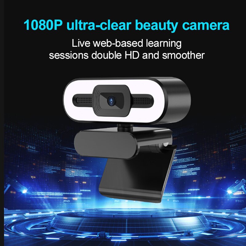 Hd Webcam Ingebouwde Ring Licht Hd Camera 1080P Met Microfoon En 3-Gear Licht Conference Video autofocus Computer