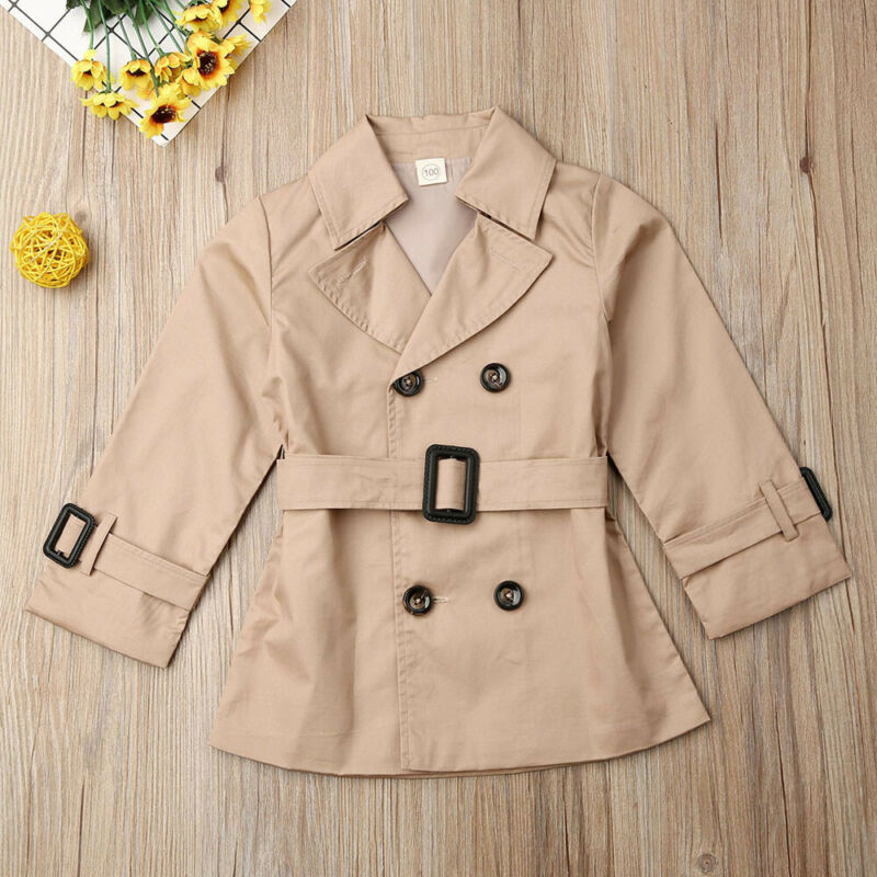 Chaqueta larga informal con solapa de doble pecho para niños y niñas