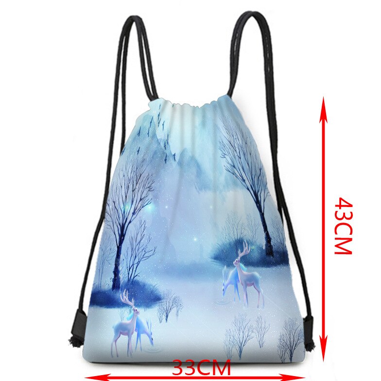 Taobao sika hjorte serien opbevaringstaske bundet polyester snøre taske bærbar lille stoftaske rejse