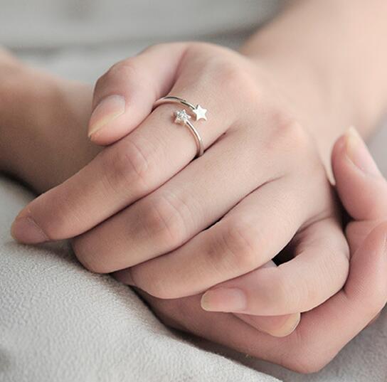 Nieuwkomers Zilveren Kleur Kristal Ster Ringen Voor Vrouwen Verstelbare Ringen Bruiloft Sieraden