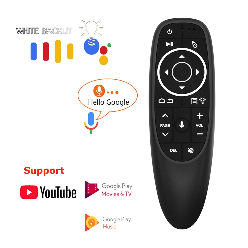 Control de voz G10S Pro, mandno a distancia con sensor giroscopio, Air Mouse, miniteclado inalámbrico, inteligente, retroiluminado, para Android, decodificador, PC, G10