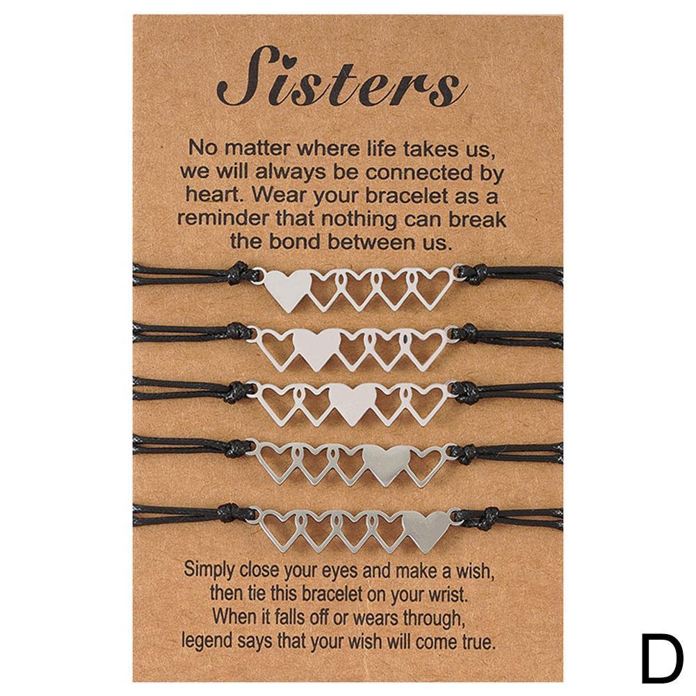 2/3/4/5Pcs Sister Card Bracelet Steel Heart-shaped Good Friend Bracelet Birthday Symbol Of Friendship: 5pcs