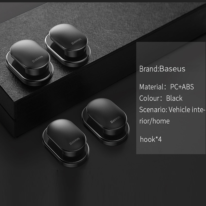 Baseus-Soporte de teléfono para coche, colgador de pared con ventosa fuerte para Cables USB, almacenamiento para vehículo, organizador del hogar, 4 Uds.