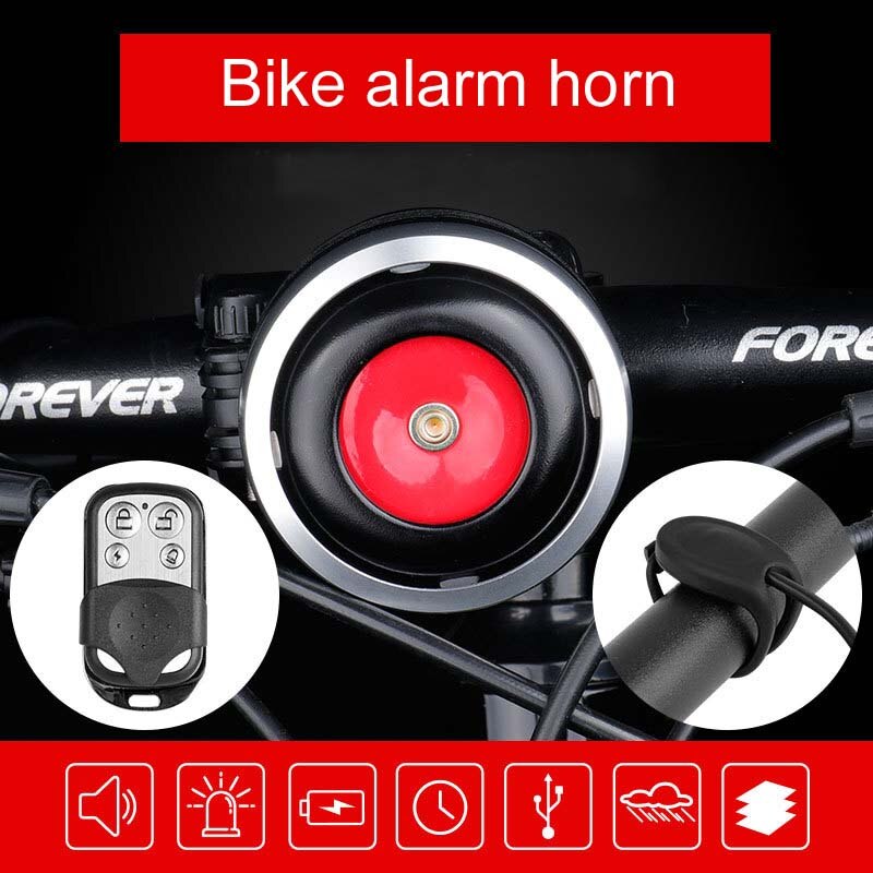 USB Charging 1300 mAh Bicycle Bell Electric Horn With Alarm Loud Sound for M365 MTB Bike Handlebar Safety Anti-theft Alarm