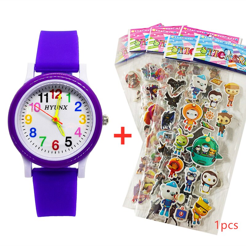 Quartz Kinderen Horloge Baby Leren Om Tijd Klok Kinderen Horloges Kids Kerstcadeau Kind Digitale Elektronica Horloge: Paars