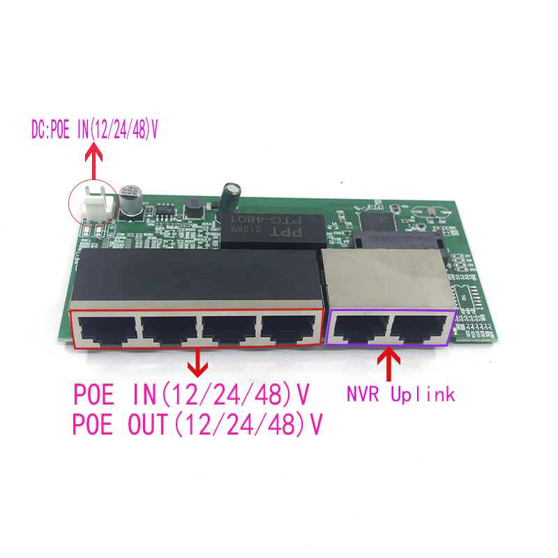 POE12V-24V-48V POE12V/24V/48V POE OUT12V/24V/48V poe switch 100 mbps POE poort;100 mbps UP Link poort; poe powered switch NVR: Blue