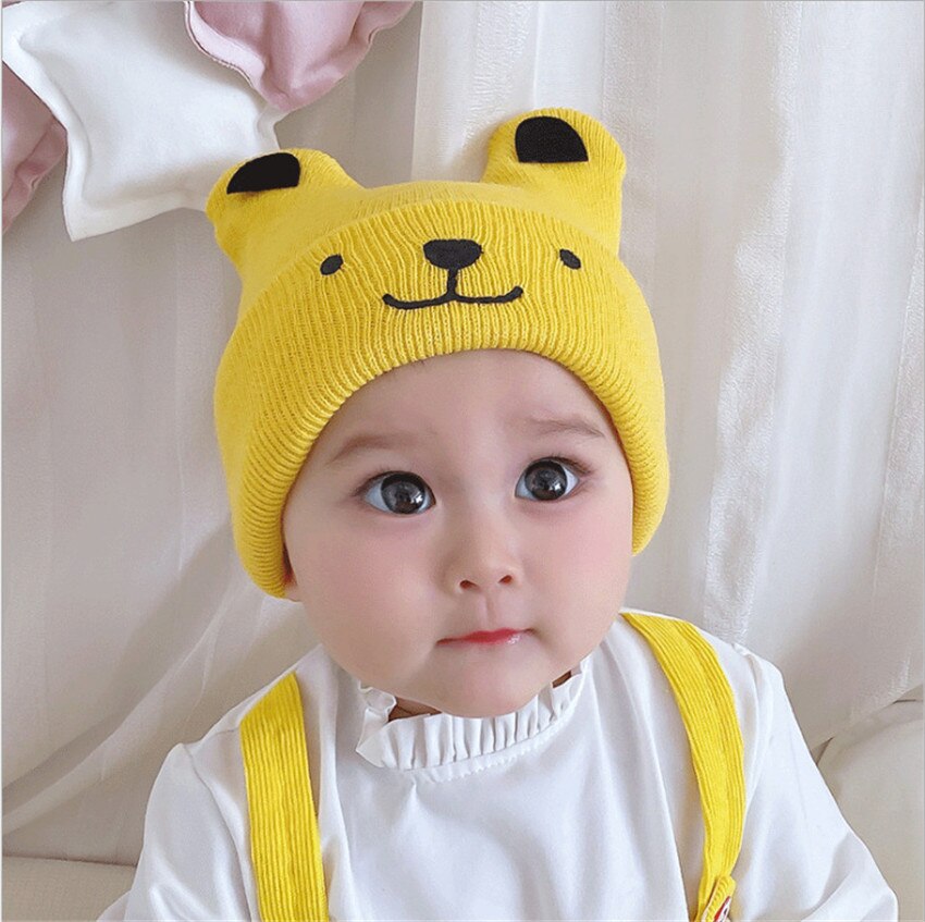 Bonnet Bébé Enfant Hiver Avec Oreilles D'ours - Doublé Polaire, Pompon, Tricoté Doux - Taille Unique