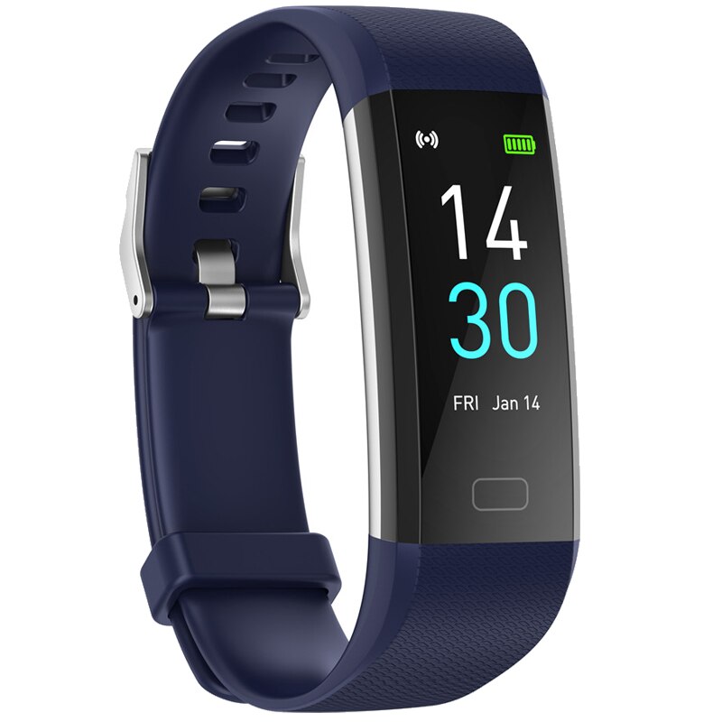 Reloj inteligente deportivo con Bluetooth para hombre y mujer, pulsera inteligente deportiva con monitor, seguidor Fitness de ritmo cardíaco, IP68: Blue