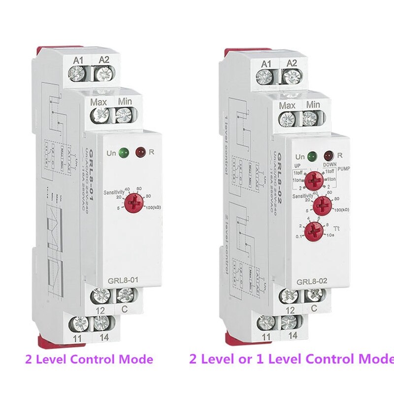 GRL8 Water Level Controller Liquid Relay 10A AC DC 24V 220V Wide Range Voltage Water Pump Relay,GRL8-01
