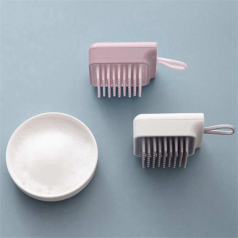 2Pcs Siliconen Shampoo Kam Massage Borstel Shampoo Borstel Hoofdhuid Massage Borstel Hoofd Massager Roze & Wit