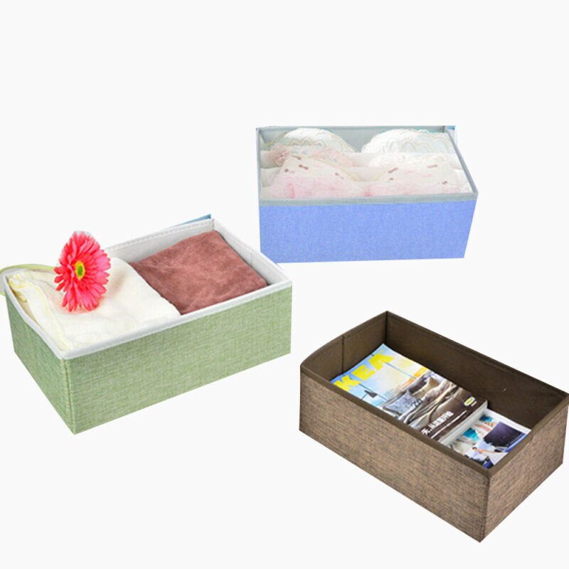 Linen Clothes Storage Box Folding Home Sundries Organizer Foldable Storage Box Lids Stackable Polyester Fabric Container