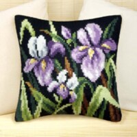 1flowers 04 DIY Needlework Kit Acrylic Yarn Embroidery Pillow Tapestry Canvas Cushion Front Cross Stitch Pillowcase-