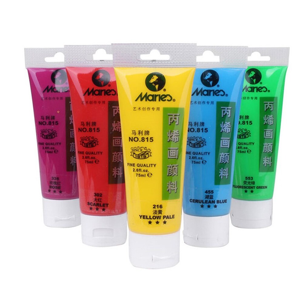 Maries-pintura acrílica para tela, Juego de dibujo, 75 ml, negro y amarillo