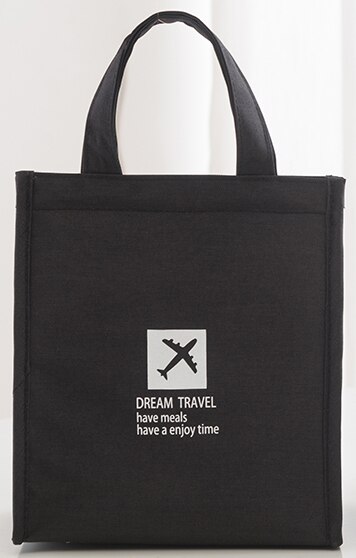 Oxford waterdichte lunchtas, draagbare voedsel geïsoleerde tas, kleine draagbare voedselzakken voor kinderen, schattige koeltassen: Zwart