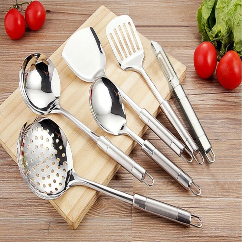 stainless steel kitchenware 7 pieces set kitchenware set spatula spoon sooktops shelf rack