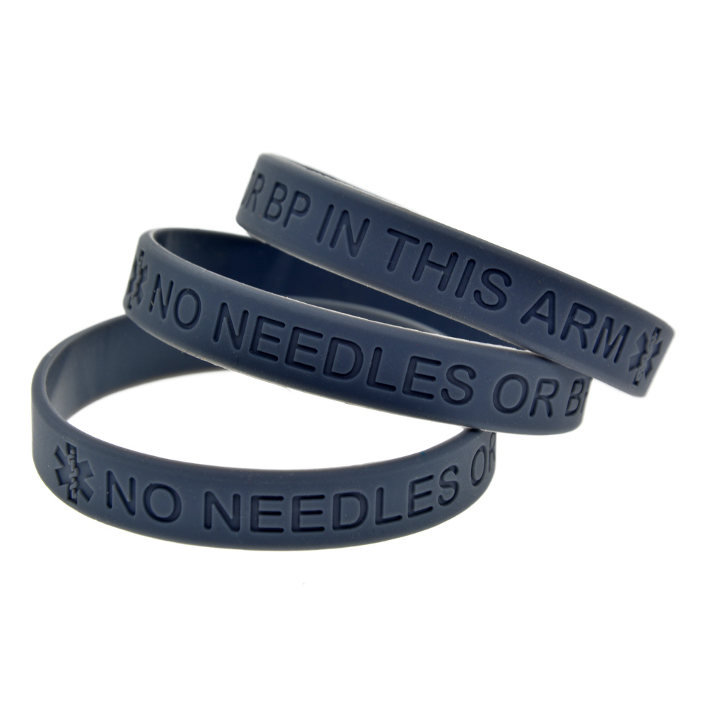 1PC/7PCS No Needles Or BP In This Arm Silicone Wristband Men Women Inspirational Bracelet Adult Size 7 Colors: Antique Silver Plated