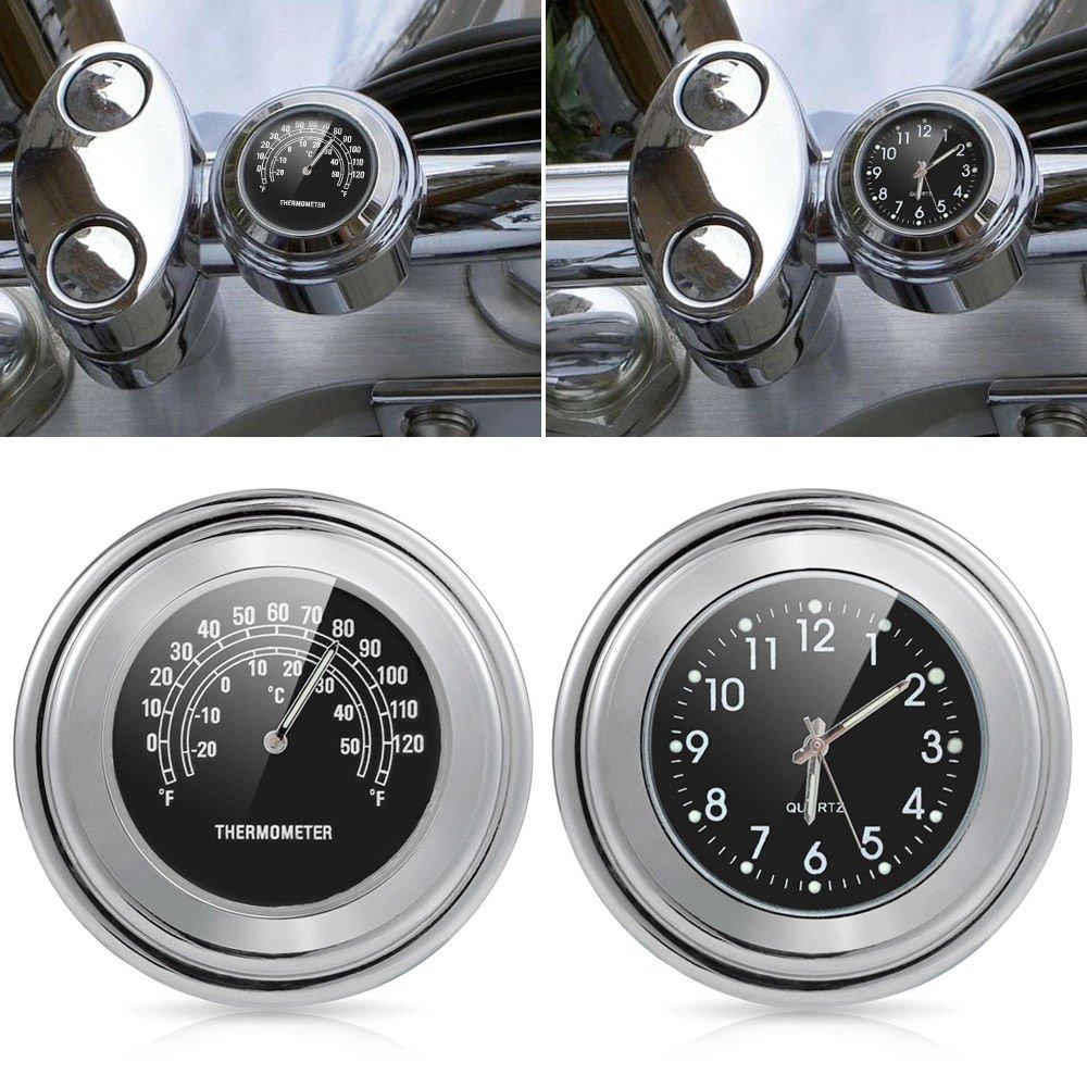 Thermomètre-horloge de guidon de Moto, 22-25MM, horloge de montre, jauge de température pour Yamaha Kawasaki
