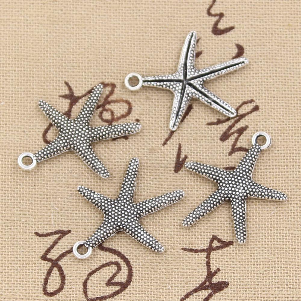 8 Pcs Charms Zeester 26X22 Mm Antiek Maken Hanger Fit, Vintage Tibetaans Zilveren Kleur, diy Handgemaakte Sieraden