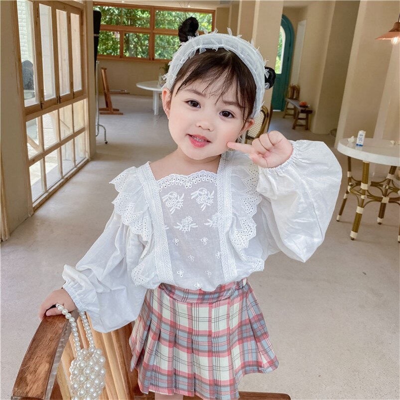 Prinsesse piger blonde skjorte lange ærmer børn bluse forår efterår spædbørn baby piger pullovere til småbørn tøj børn: 3t