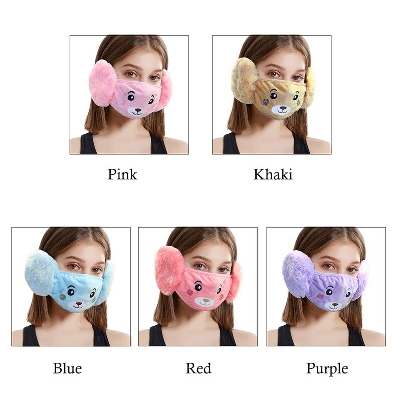 Winter kinderen oorkappen masker fluweel cartoon jongens meisjes oorkap masker student warme oorkap wikkelband oorwarmer oorlapje voor buiten