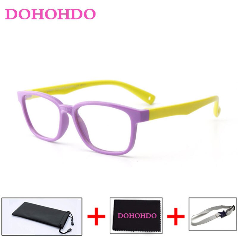 Dohohdo børn optisk brillestel barn dreng pige nærsynethed receptpligtig brillestel briller brillestel oculos de sol: Lilla gul