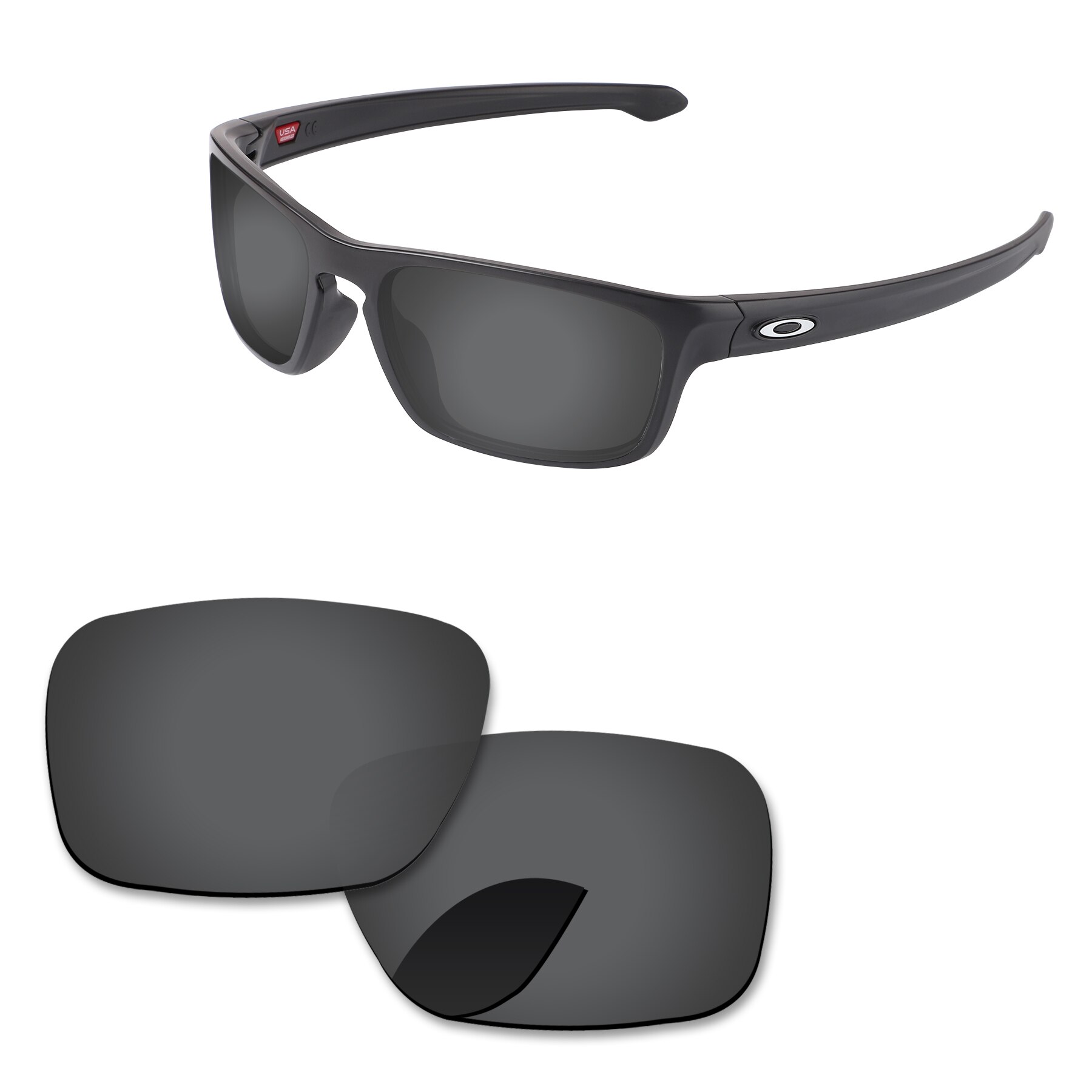 Alphax Ersatz Linsen für-Oakley Splitter Stealth OO9408 Sonnenbrille Polarisierte-Mehrere Optionen: Black Grey