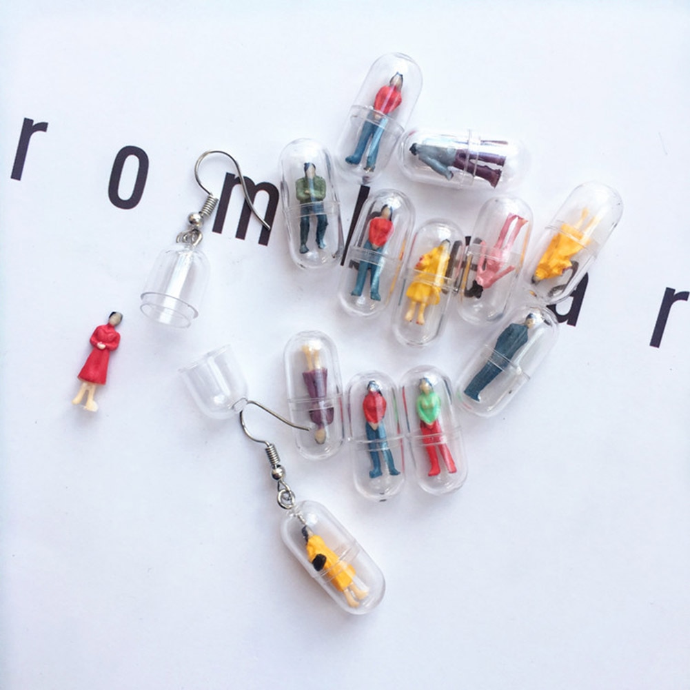 Hand Made Funny Earrings Random Capsules Villain Earrings Funny Cartoon Translucent Ear Clips Student Earrings