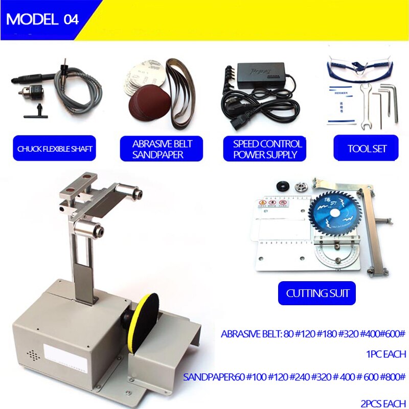 Mini Table Saw Belt Sander Grinder Handmade Woodworking Polishing Grinding Sanding Machine Cutting Saw