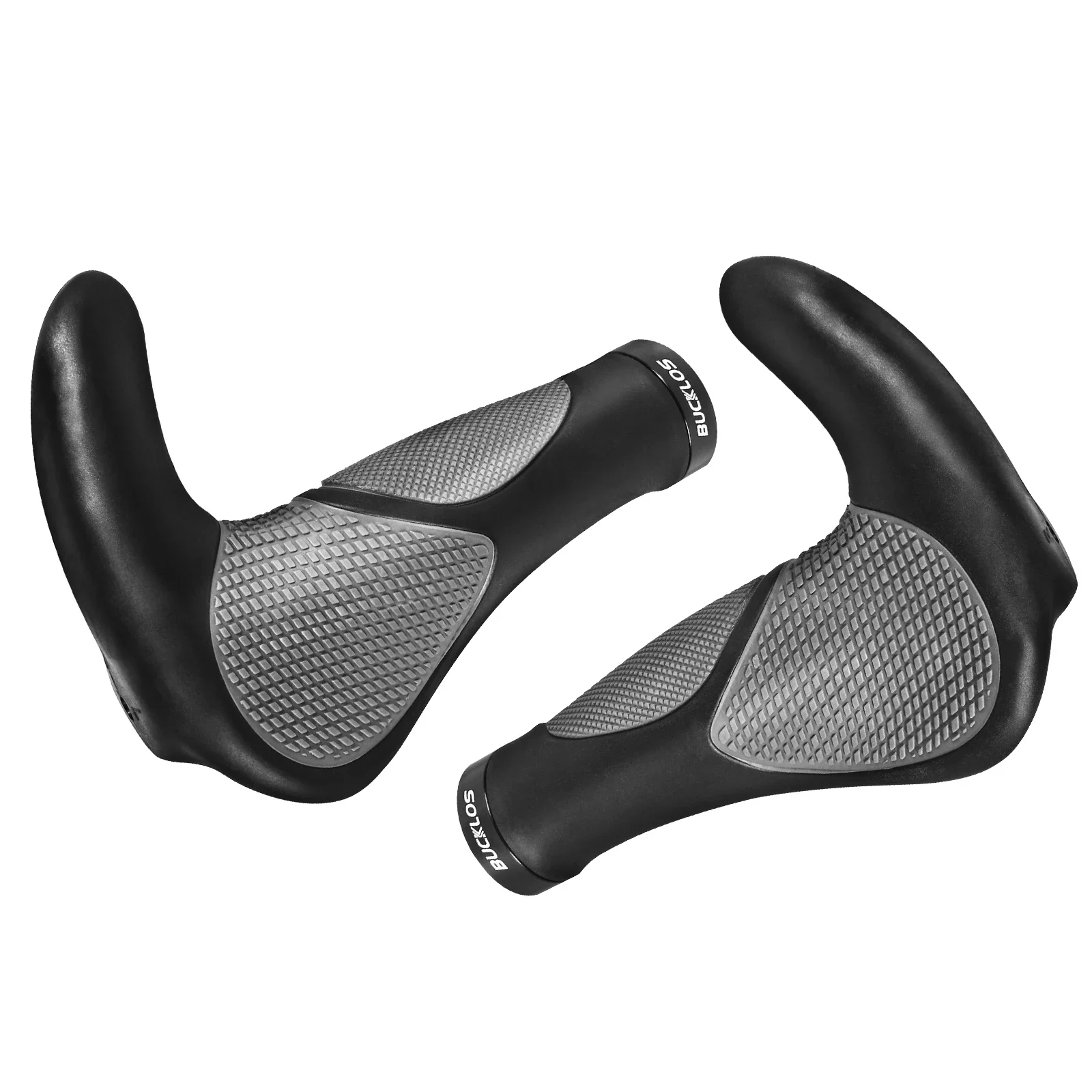 BUCKLOS-empuñadura de manillar de bicicleta, ergonómico, antideslizante, cubierta de mango, empuñaduras de goma de aleación de aluminio, accesorios para bicicleta de montaña: Blanco