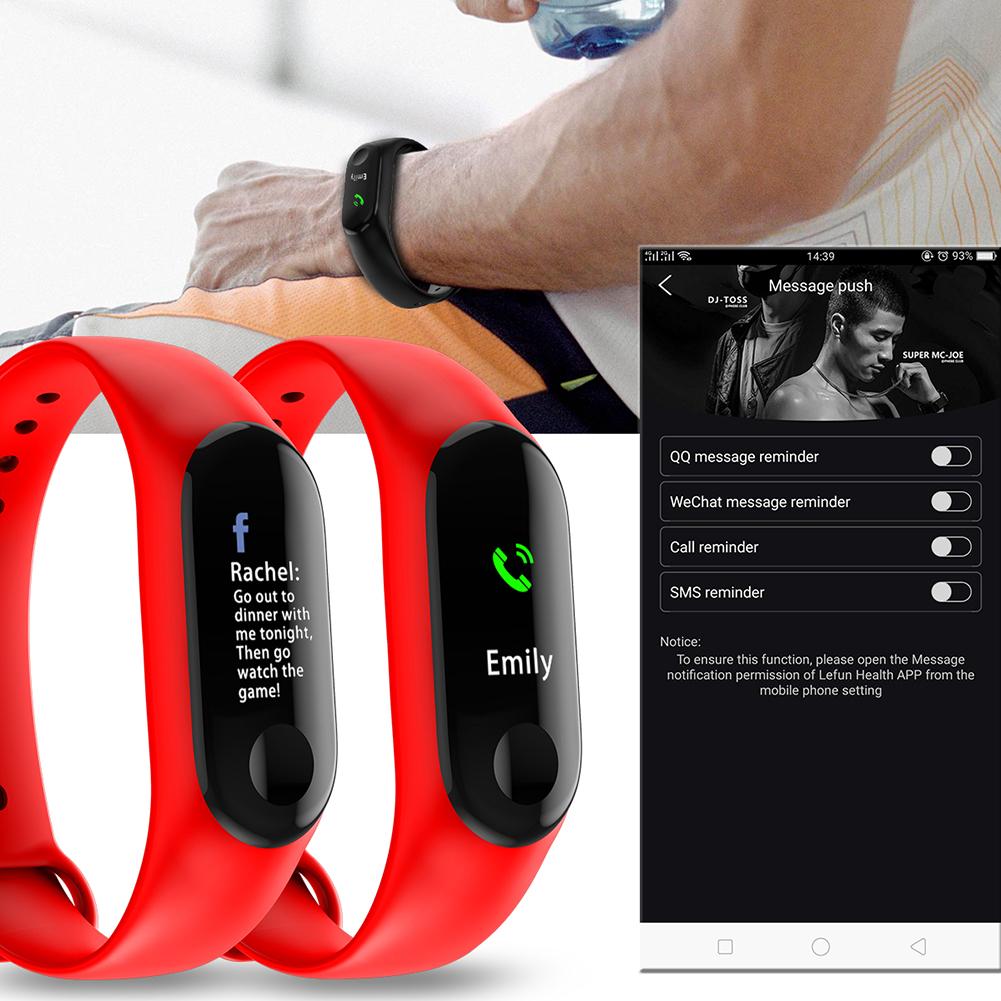 Pulsera inteligente M3 con pantalla a Color, Monitor de ritmo cardíaco y presión arterial, deportiva, resistente al agua para Android e iOS