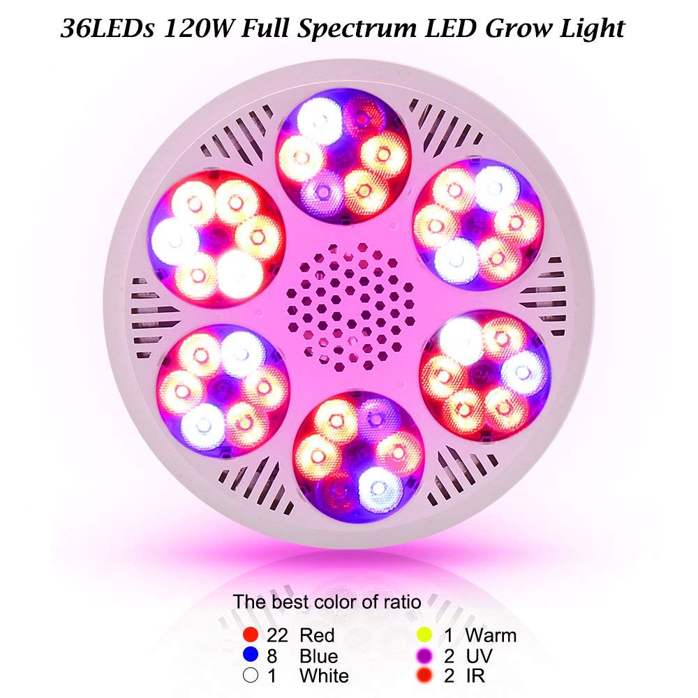 E27 led vekstlys 120w fullspektre plantelys pærer 36 stk fatningslampe innendørstelt drivhusplanter vekst smd 3030