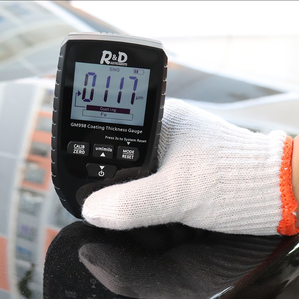 Nouvelle jauge d'épaisseur de revêtement de peinture de voiture noir GM998, testeur d'épaisseur de revêtement métallique électrolytique 0-1500um sonde Fe &amp; NFe