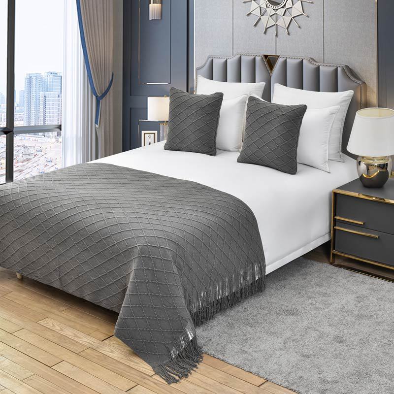 1 Peça de Colchas e Cobertores Modernos de Cor Sólida com Borlas, para o Pé da Cama, Tamanhos Queen e King, Decoração para Casa: 30*220 centímetros / Verde claro