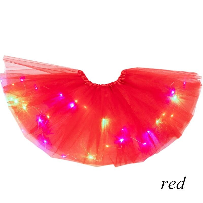 8 Kleuren Gloeiende Led Meisjes Tutu Rokken Pure Verse En Zoete Plooirok Party: Red